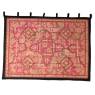 Červená patchworková tapiséria z Rajastanu, ručné práce, 156x202cm