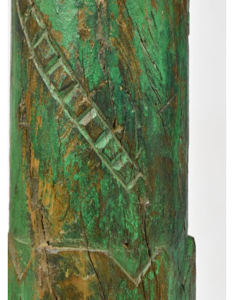Svietnik, antik stĺp, teak, zelený, 15x15x55cm