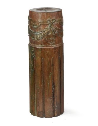 Svietnik, antik stĺp, teak, zelený, 16x16x54cm