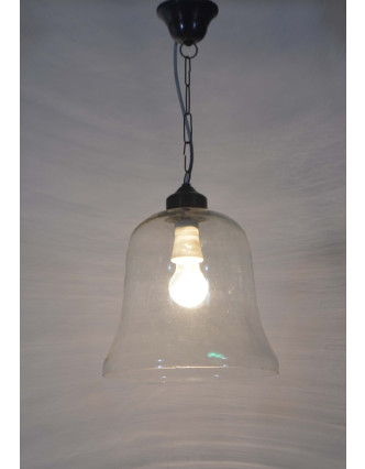 Sklenená závesná lampa, číre sklo, 25x27cm