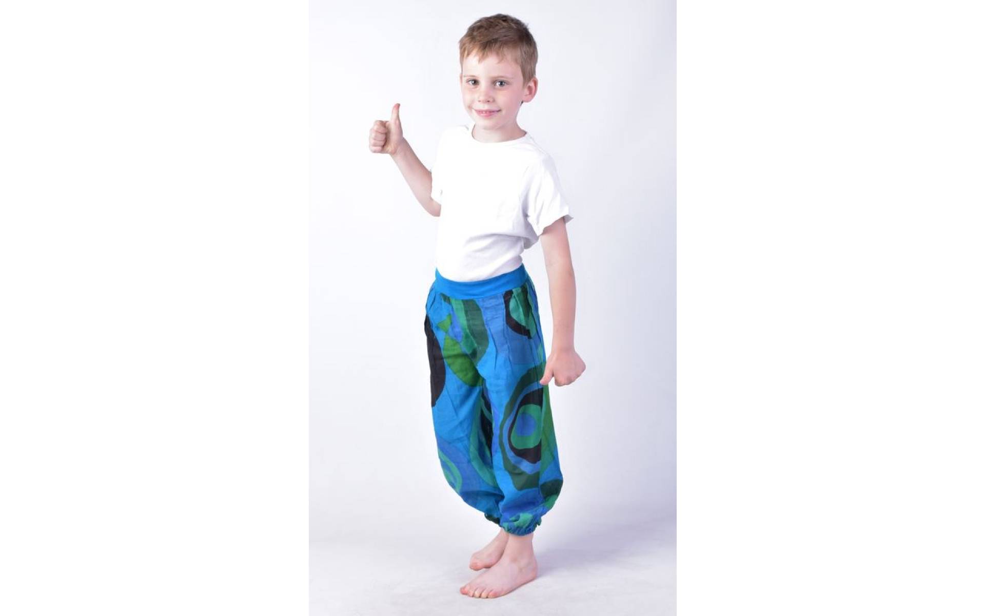 Detské nohavice balónové, "Disco design", modré