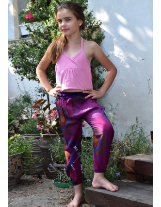 Detské nohavice balónové, "Disco design", fialové