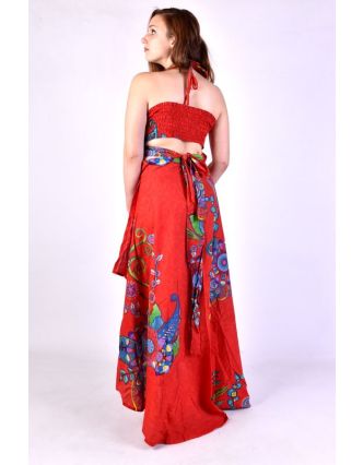 Atypické zavinovacie šaty "Flower design" na ramienka, červené