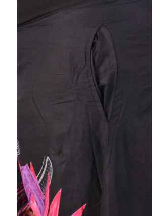 Čierne zvonové nohavice s vysokým pásom, "Mandala design"