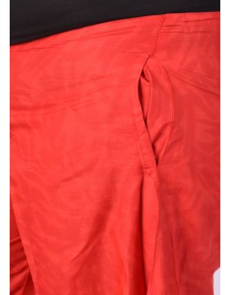 Červené zvonové nohavice s vysokým pásom, "Mandala design"