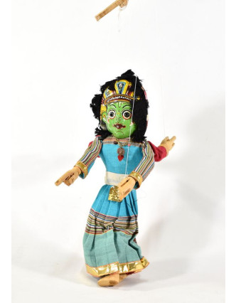 Ručne maľovaná bábka, dve tváre Ganéša / Bhairab, textil-drevo, 45cm