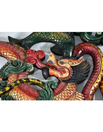 Tibetský drak, ryby a had, ručne vyrezávaný, 55x34cm