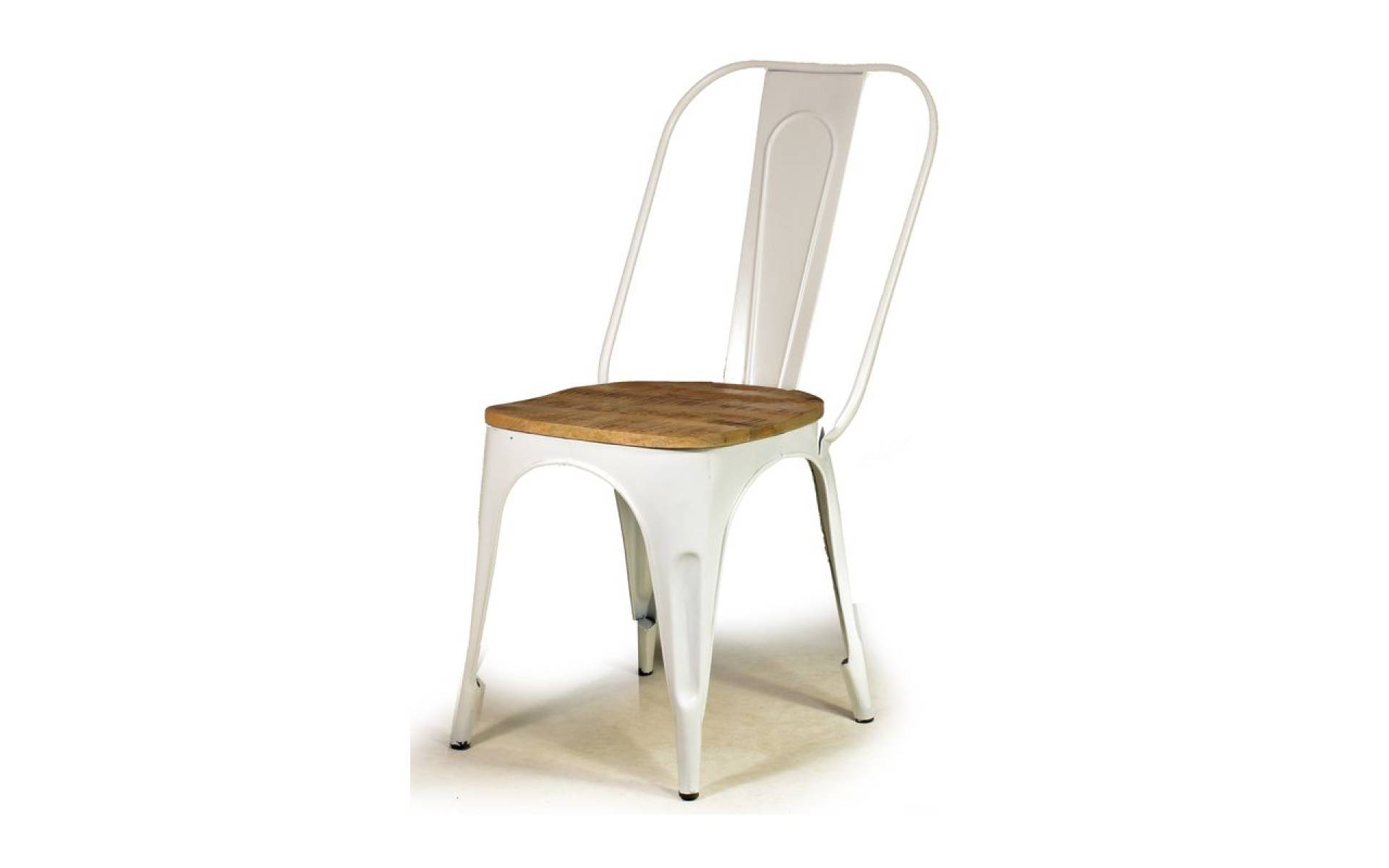 Kovová stolička s dreveným teakovým sedákom, 59x42x92cm