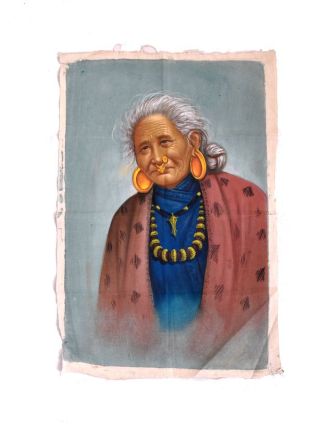 Ručne maľovaný obraz na plátne (bez rámu), Nepál, cca 48*72cm