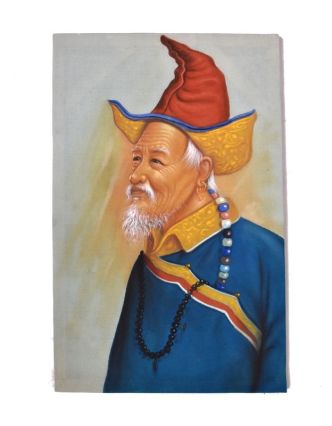 Ručne maľovaný obraz na plátne, Nepál, cca 48*72cm