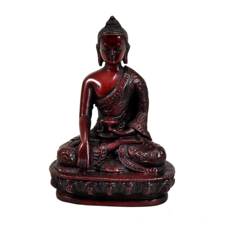 Soška Šákjamúni Budha, tmavo červený, 14cm