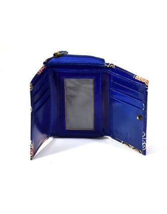 Kožená peňaženka, design ,, butterfly &quot;, modrá, 12x9cm
