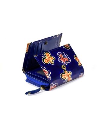 Kožená peňaženka, design ,, butterfly &quot;, modrá, 12x9cm
