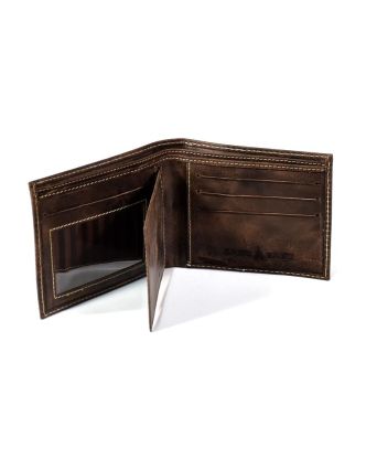 Pánska kožená peňaženka, Spiral sun, hnedá mäkká koža, 12x9cm