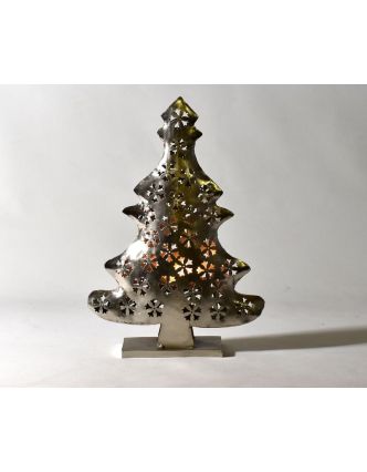 Vianočný stromček, kovový svietnik, ručné práce, 46x32x10cm
