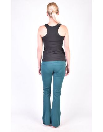 Dlhé smaragdovo zelené nohavice na jogu z bio bavlnye Kitamari