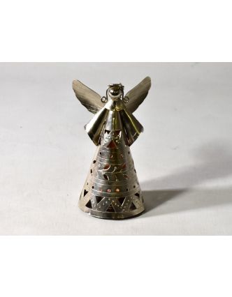 Anjel, závesný kovový svietnik, ručné práce, prerezávané ornamenty, výš.17- 19cm