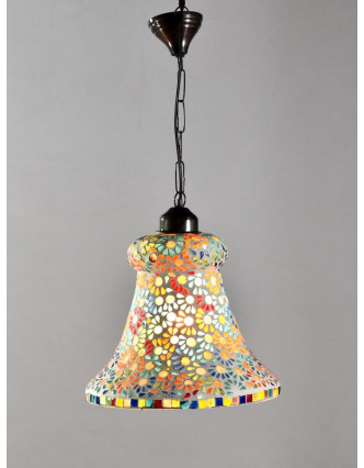 Sklenená mozaiková lampa, multifarebná, ručné práce, priem. 28cm, výs.30cm