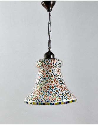 Sklenená mozaiková lampa, multifarebná, ručné práce, priem. 28cm, výs.30cm