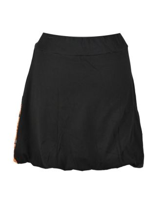 Krátka balónová sukňa s potlačou, čierno-oranžová, elastický pás