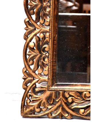 Ručne vyrezávaný rám so zrkadlom z mangového dreva, 91x121x4cm