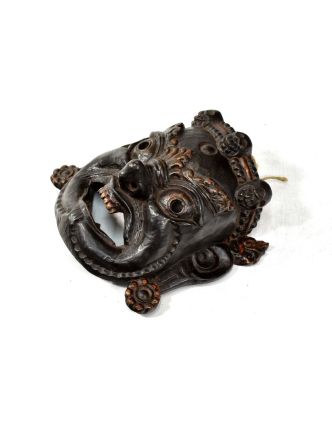 Bhairab, drevená maska, čierna, ručné práce, 30x30cm
