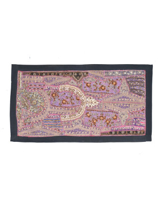 Bohato zdobená patchworková tapisérie z Rajastan, ručné práce, 80x45 cm