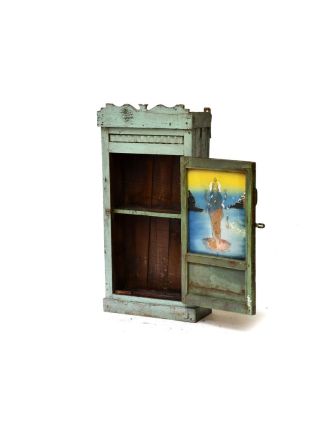 Presklená skrinka z antik teakového dreva, 44x18x90cm