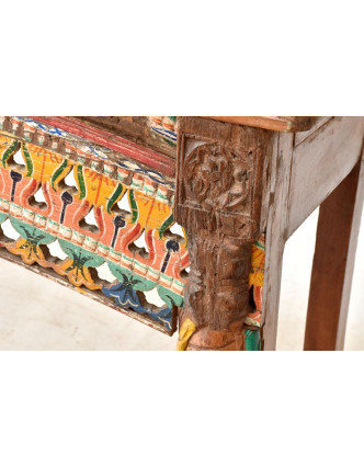 Starý konzolový stolík zdobený ručnou rezbou, 140x40x77cm