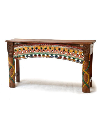 Starý konzolový stolík zdobený ručnou rezbou, 140x40x77cm