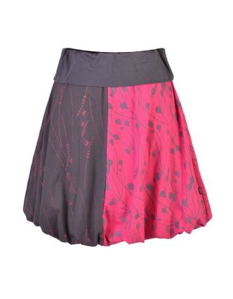 Krátka balónová sukňa, šedo-ružová, elastický pás