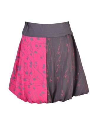 Krátka balónová sukňa, šedo-ružová, elastický pás