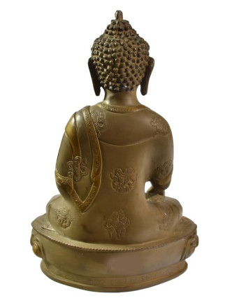 Budha Šákjamúni, antik kamenná patina, mosadzná soška, 32cm