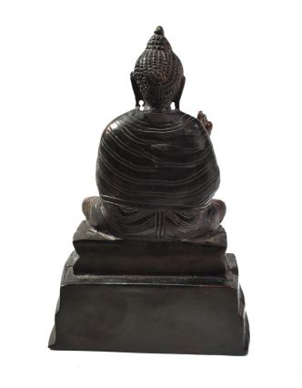 Budha Amóghasiddhi, na podstavci, antik patina, mosadzná soška, ​​18cm