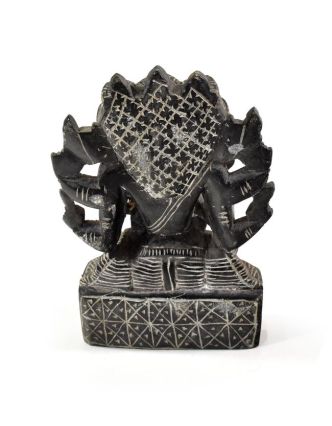Kamenná soška, ​​Ganéša 3 hlavy (Trimukha Ganapathy), ručne vyrezávaná, 13,5 cm