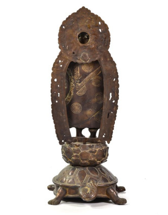 Budha Maitréja stojaca na korytnačke, mosadzná socha, 45cm
