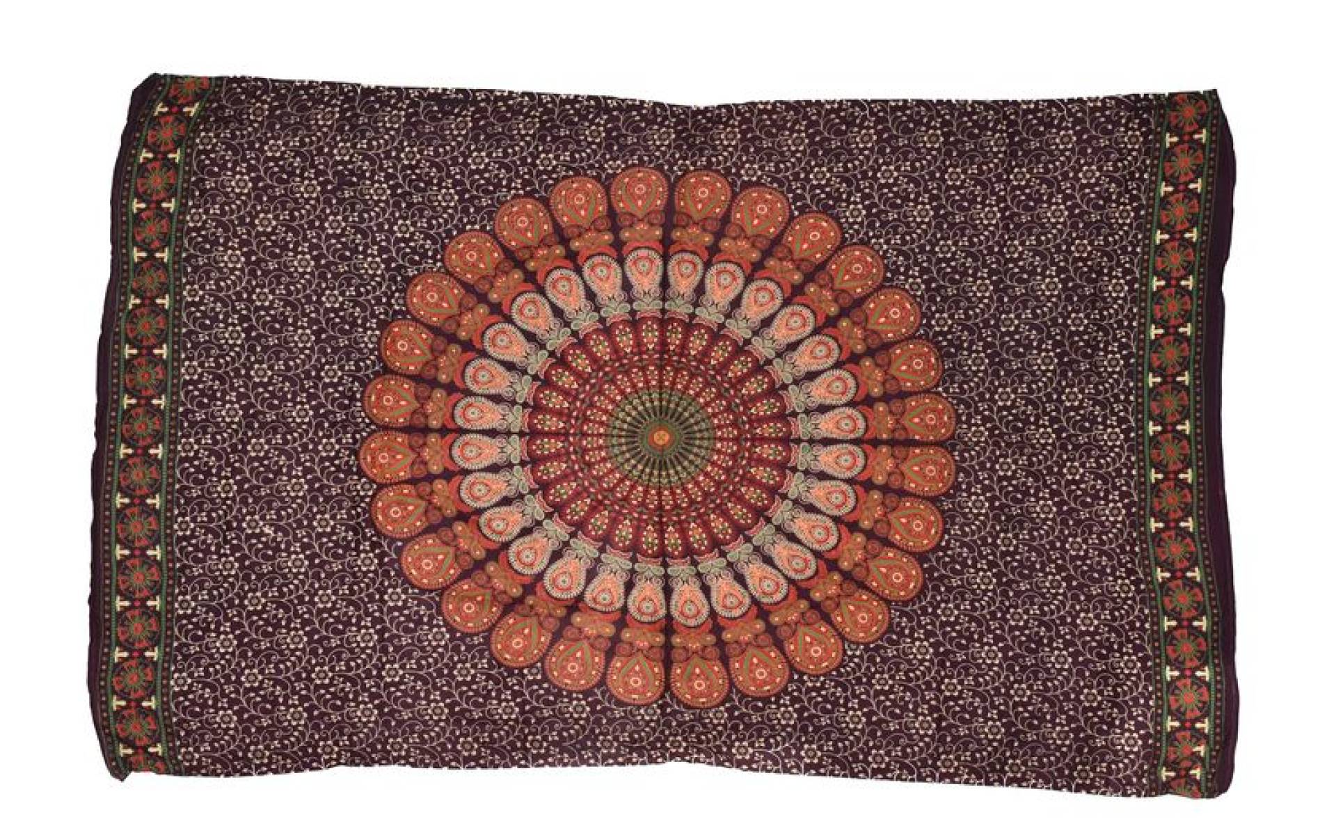 Tmavo fialový sárong s ručnou tlačou, "Naptal" design, 110x170cm