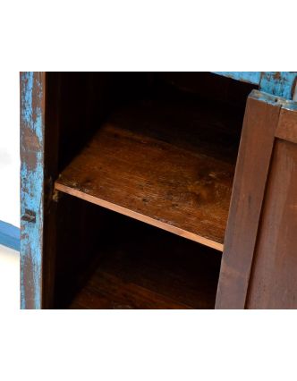 Starý písací stôl z teakového dreva, tyrkysová patina, 96x45x76cm