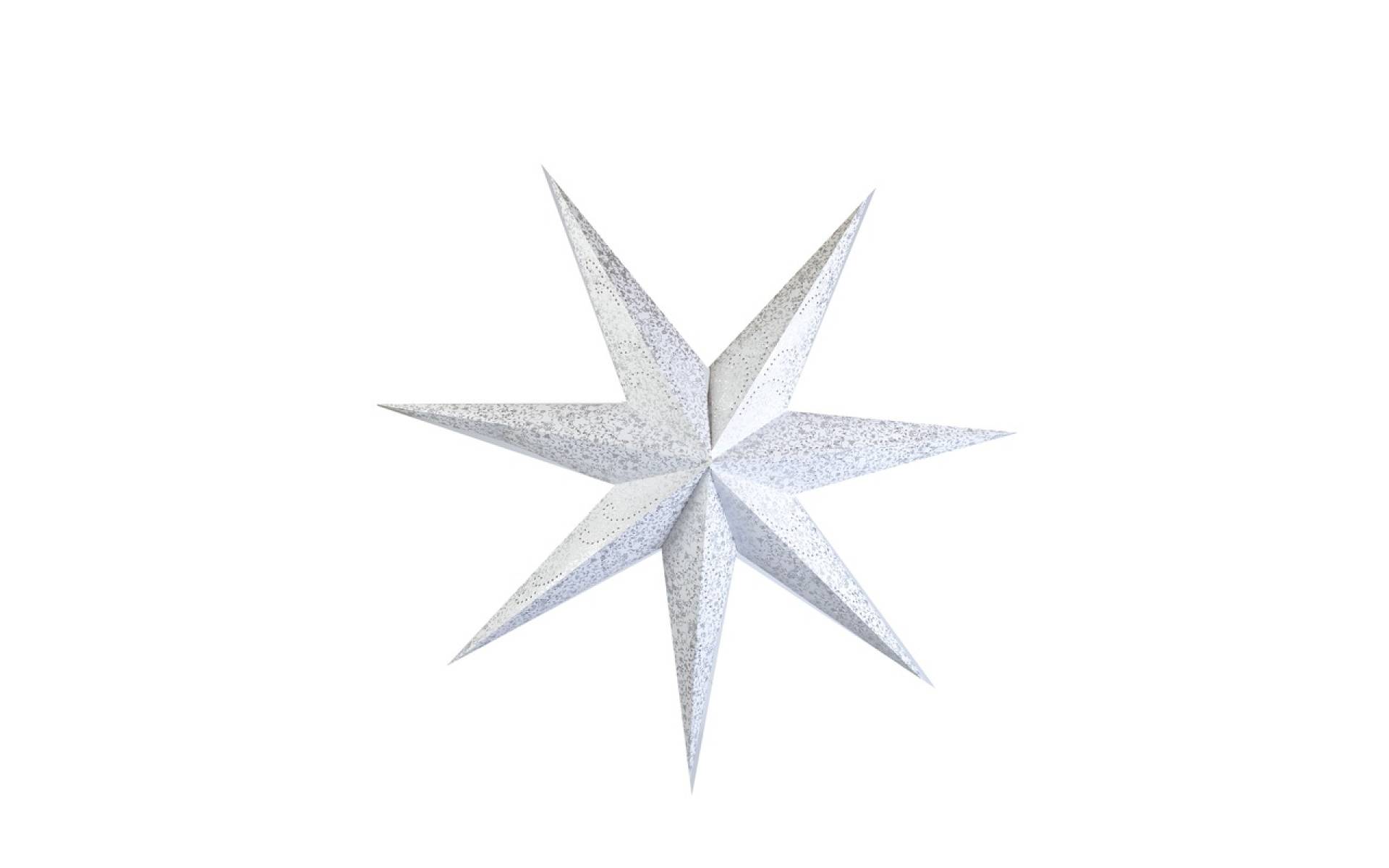 Biely papierový lampión hviezda, postriebrená, 7cípov, 140cm