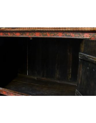 Ručne maľovaná drevená antik komoda z Tibetu, 173x70x141cm