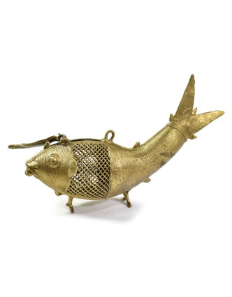 Ryba "tribal art", mosadzná soška, otváracia, 25cm