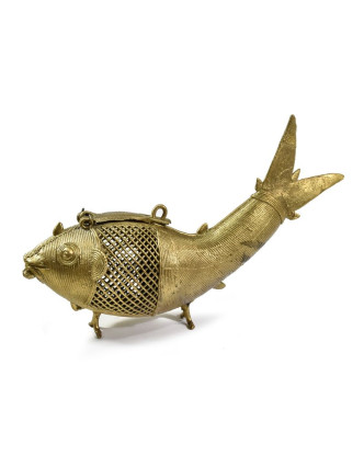 Ryba "tribal art", mosadzná soška, otváracia, 25cm