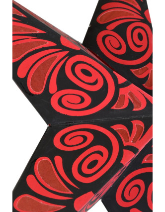 Čierno červený papierový lampión hviezda &quot;Celtic Flower&quot;, 5 cípov, 60cm