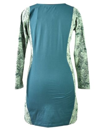 Zelené šaty s dlhým rukávom, Natural dizajn, potlač, Bio bavlna