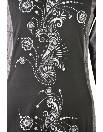 Čierno-šedé šaty s dlhým rukávom, Natural dizajn, potlač, Bio bavlna