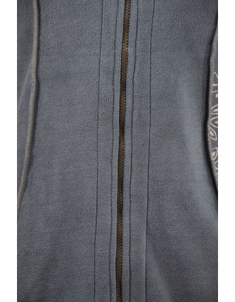 Modrý fleecový kabátik s dlhou kapucňou, zapínanie na zips