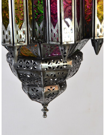 Presklená lampa v arabskom štýle, multifarebná, ručné práce, cca 27x47cm