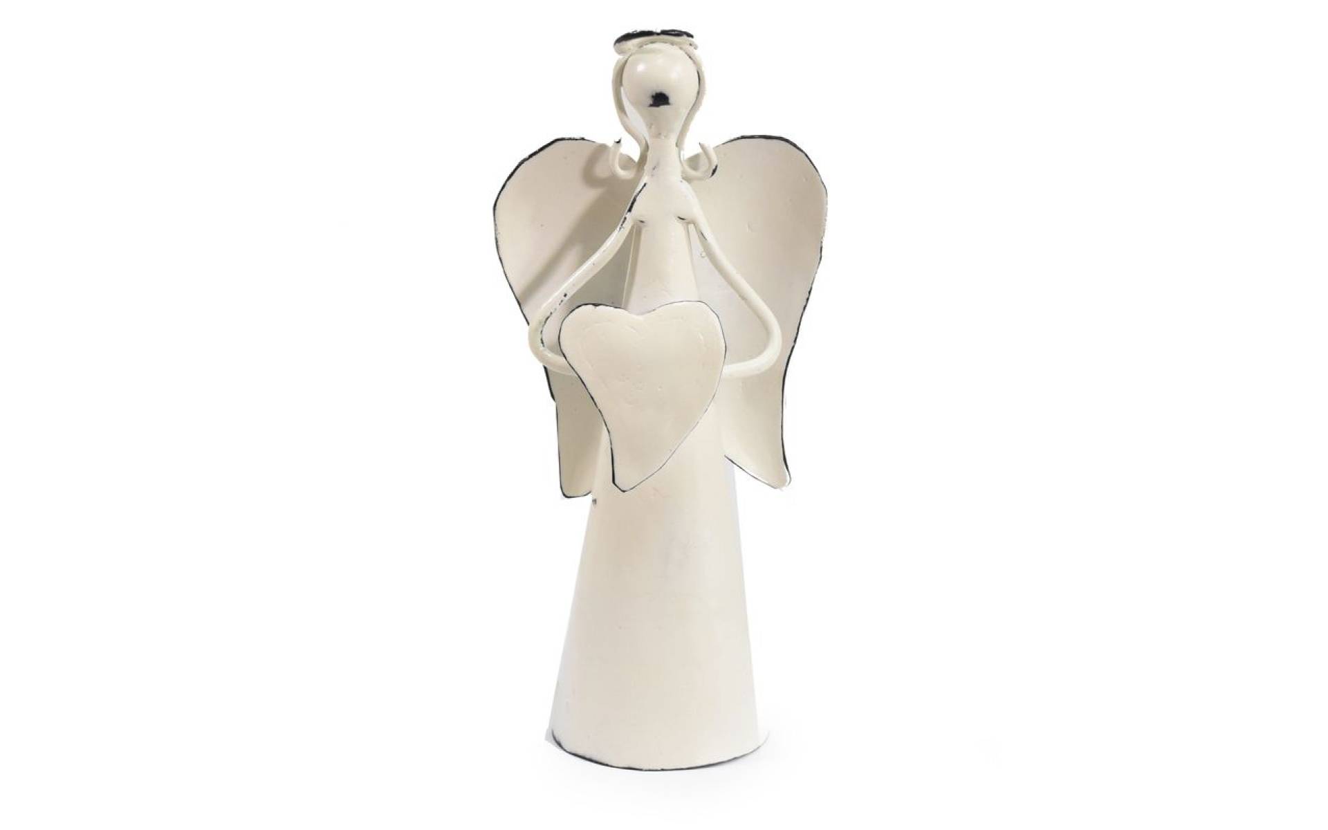 Kovová soška anjela, biela, 9x7x18cm