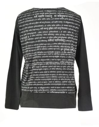 Pánske čierne tričko s dlhým rukávom a potlačou Mantra