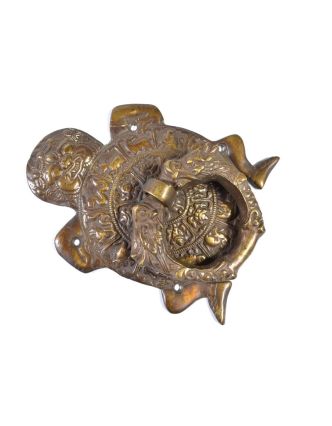 Antik mosadzné dverné klopadlo boh Jama, 13,5x19cm